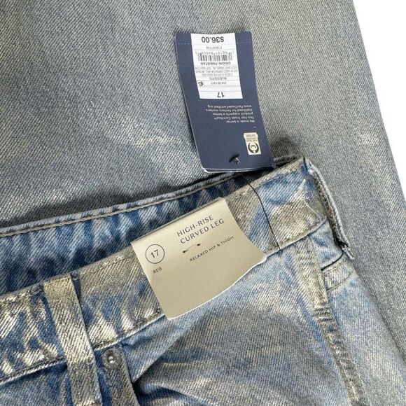 Universal Thread NWT high rise curved leg jeans with shiny silver sheen size 17 - Picture 10 of 13